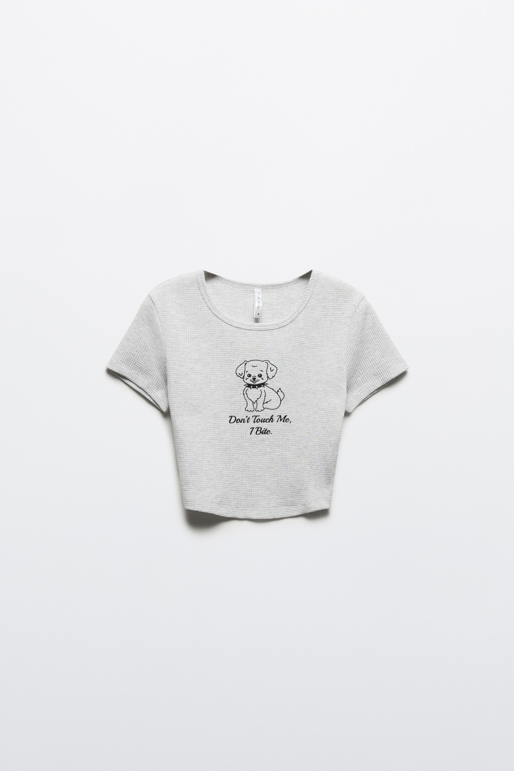 Футболка-топ трикотажная с принтом - цвет серый - 8