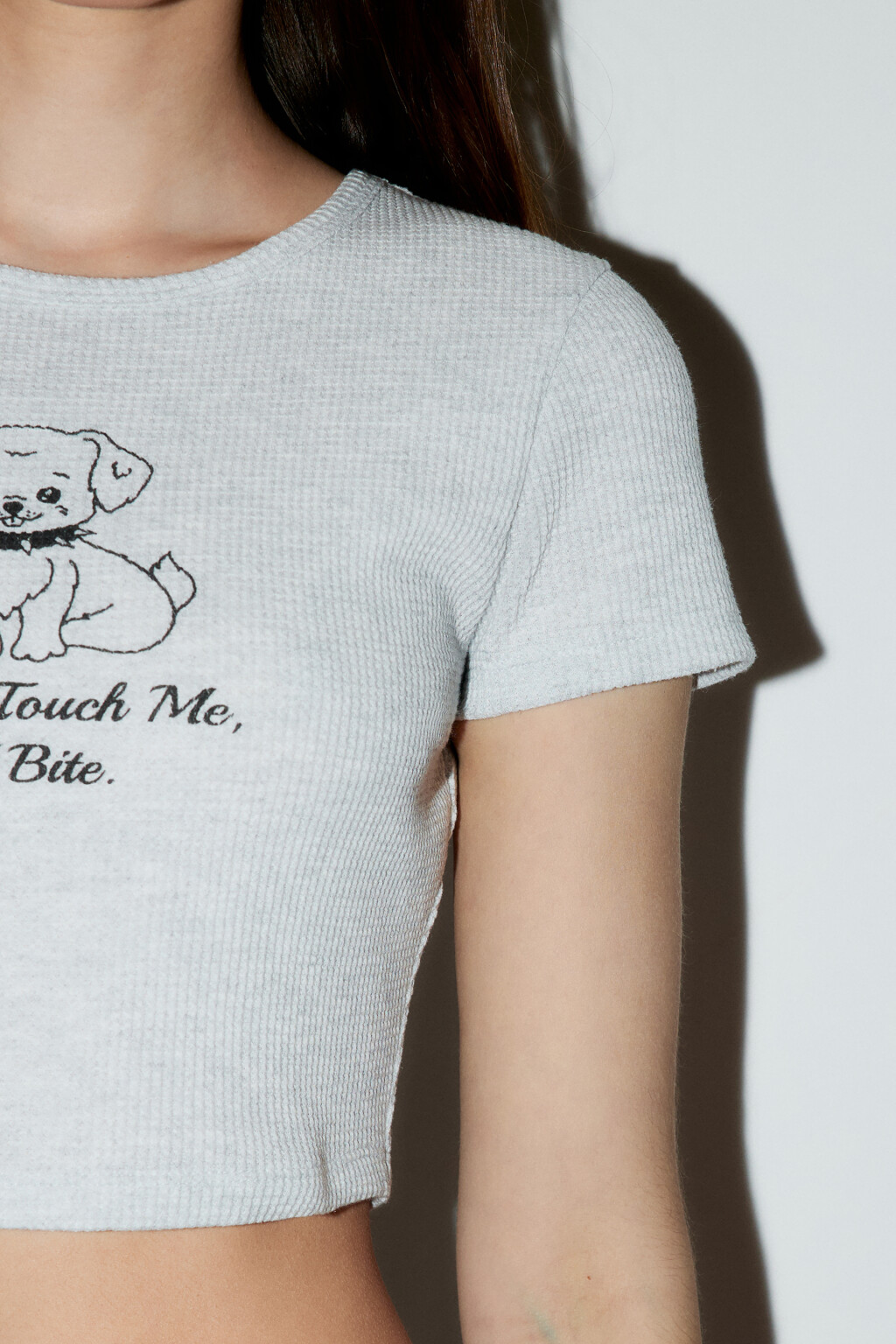 Футболка-топ трикотажная с принтом - цвет серый - 7