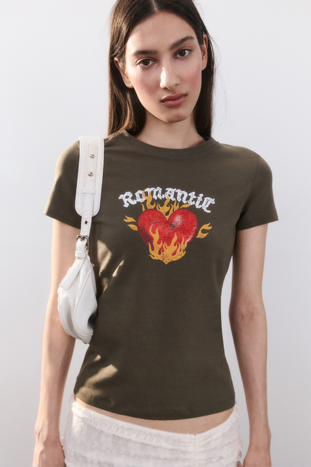 Футболка-топ хлопковая с принтом - цвет зеленый - 1