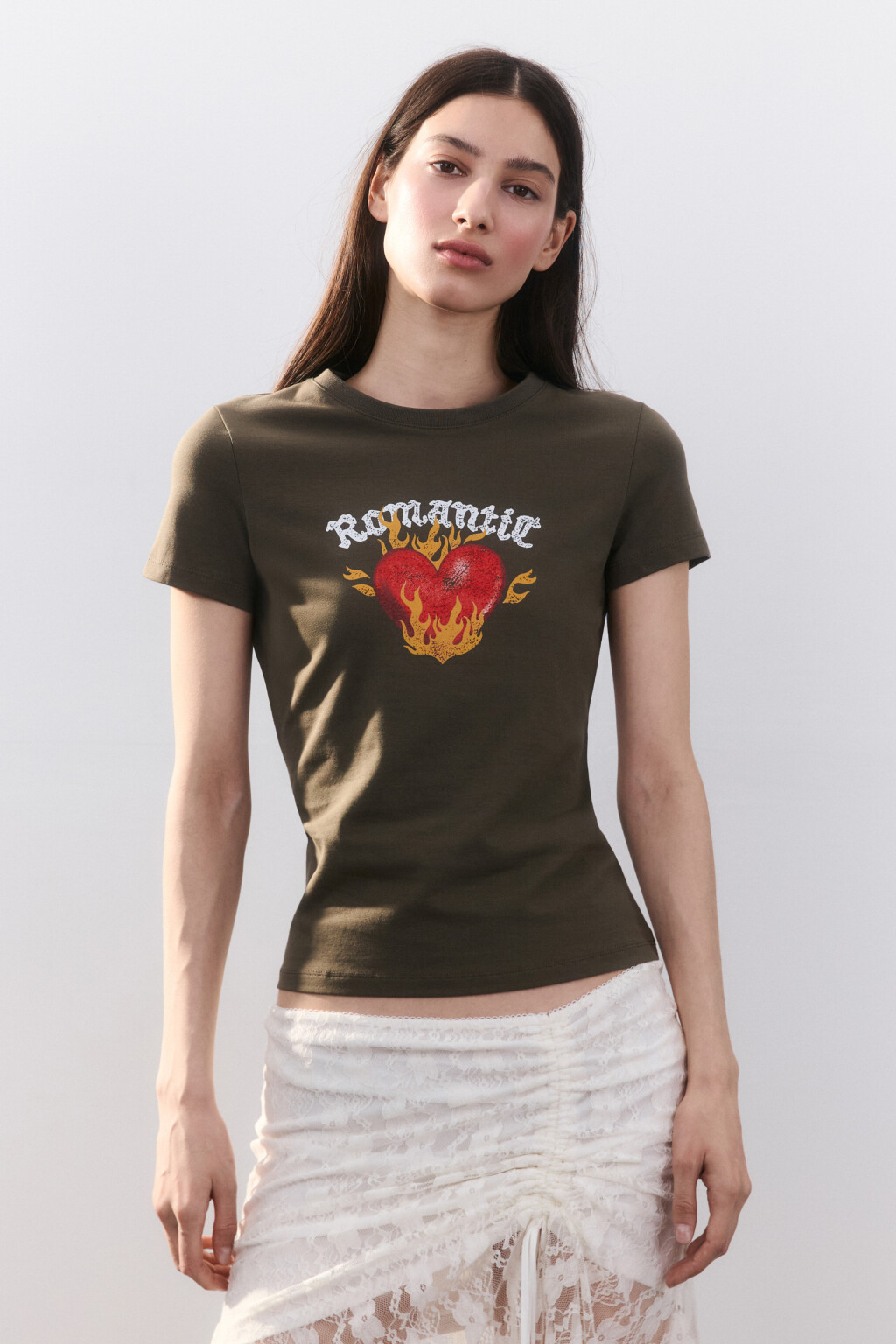 Футболка-топ хлопковая с принтом - цвет зеленый - 2