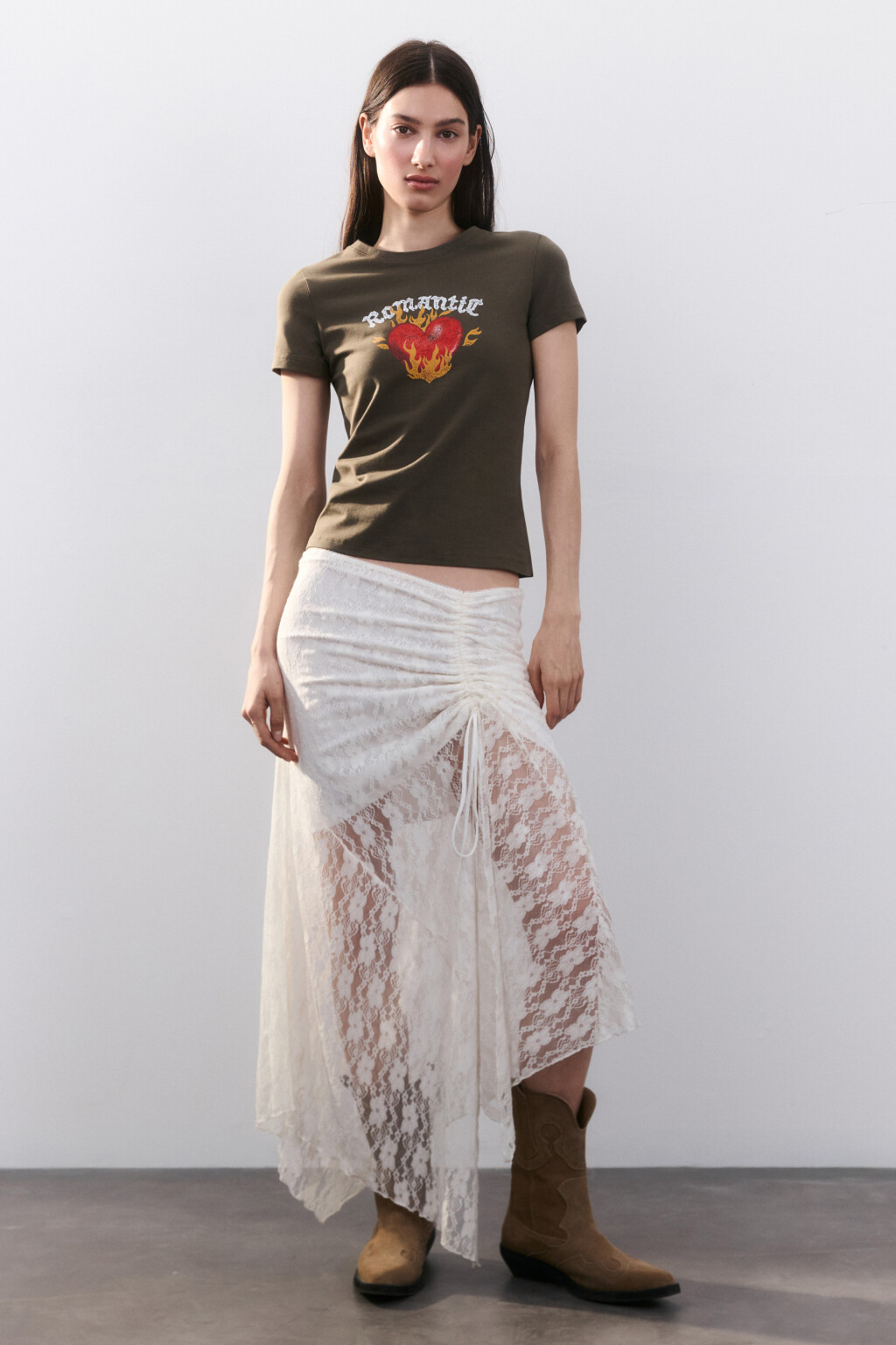 Футболка-топ хлопковая с принтом - цвет зеленый - 4