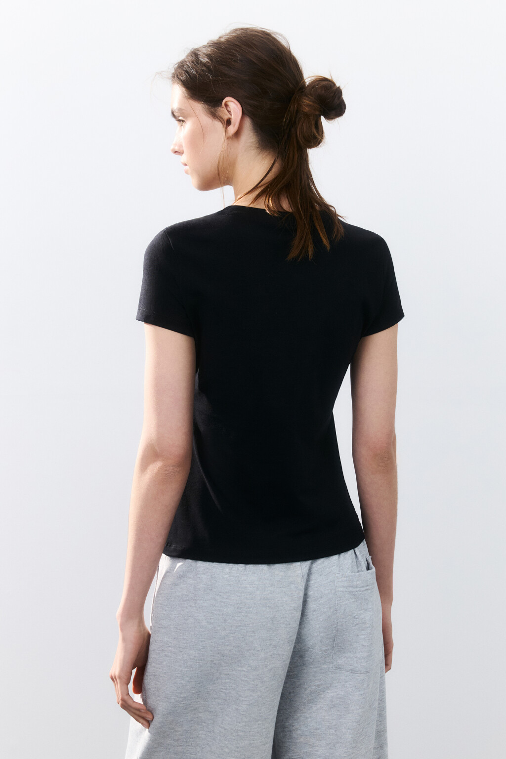 Футболка-топ хлопковая с принтом - цвет черный - 3