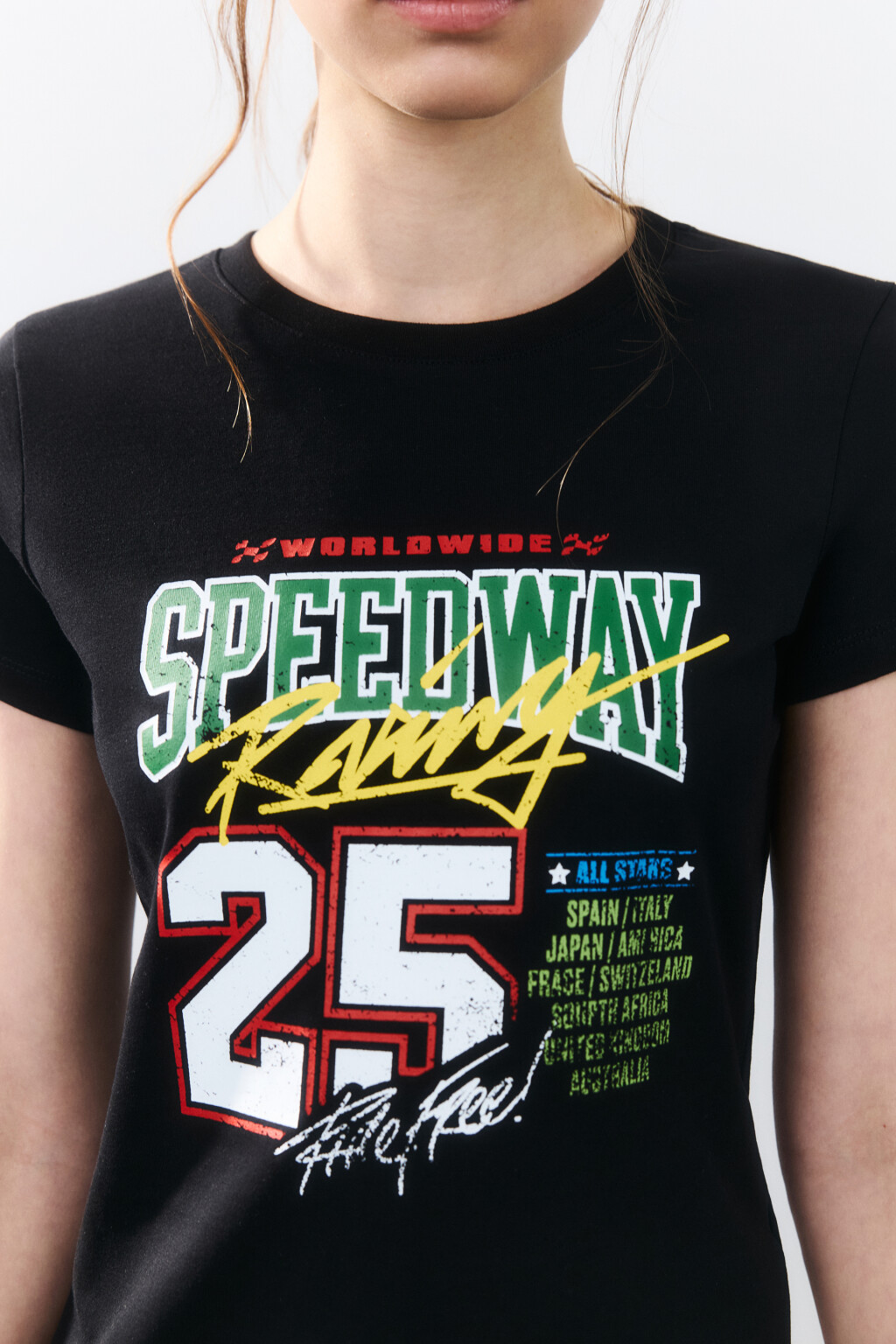 Футболка-топ хлопковая с принтом - цвет черный - 5