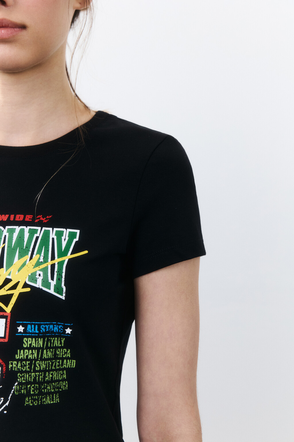 Футболка-топ хлопковая с принтом - цвет черный - 6