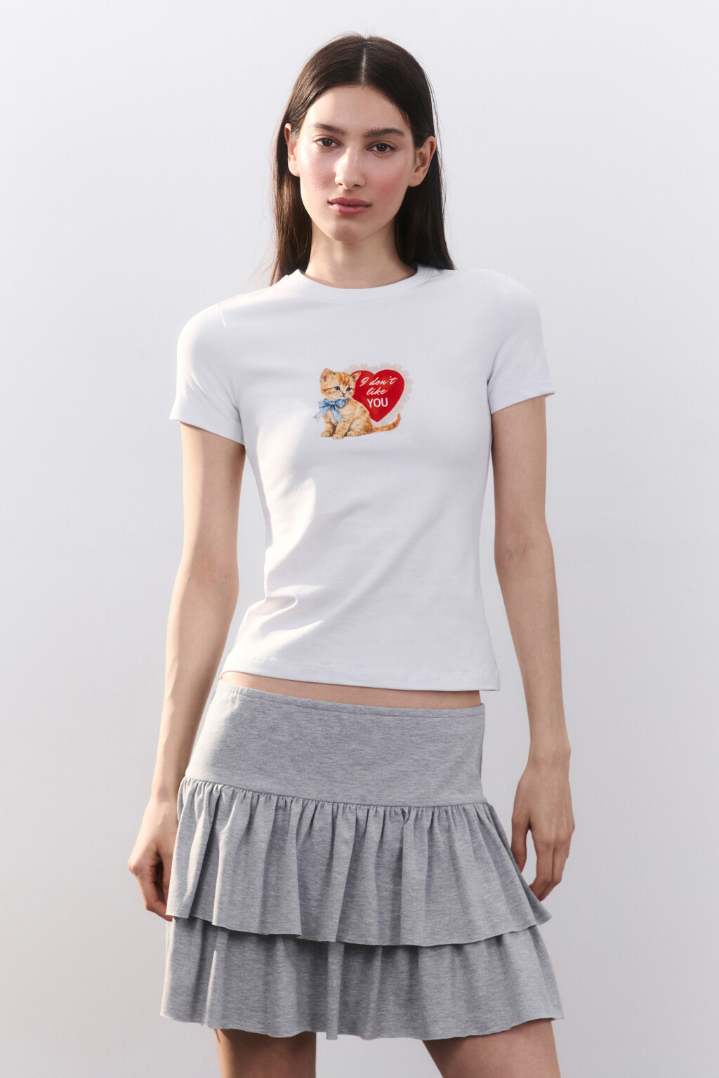 Футболка-топ хлопковая с принтом - цвет белый - 2