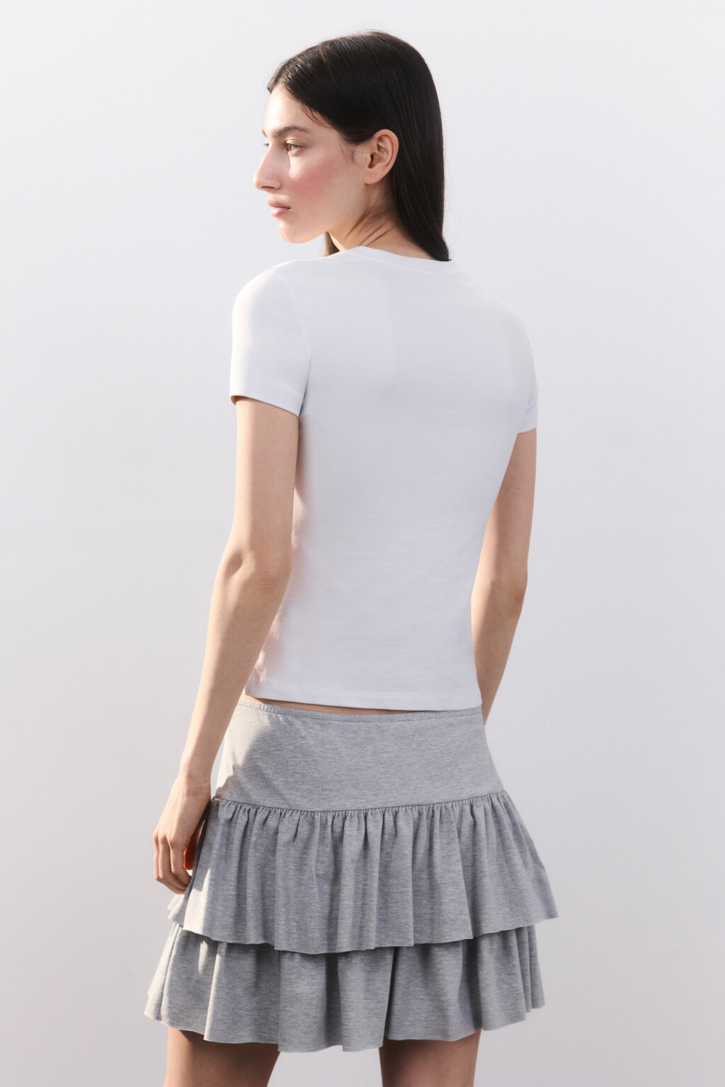 Футболка-топ хлопковая с принтом - цвет белый - 3