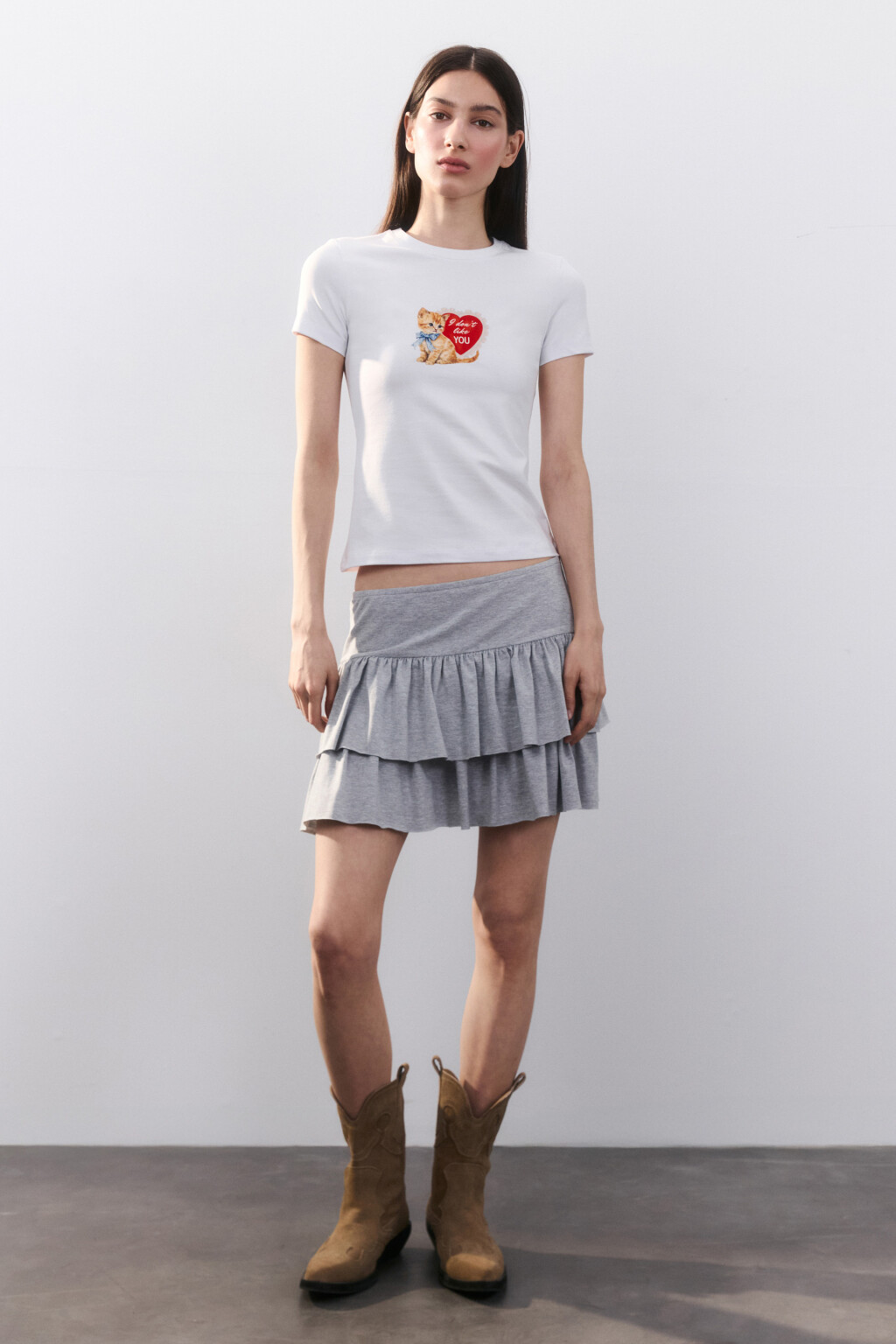 Футболка-топ хлопковая с принтом - цвет белый - 4