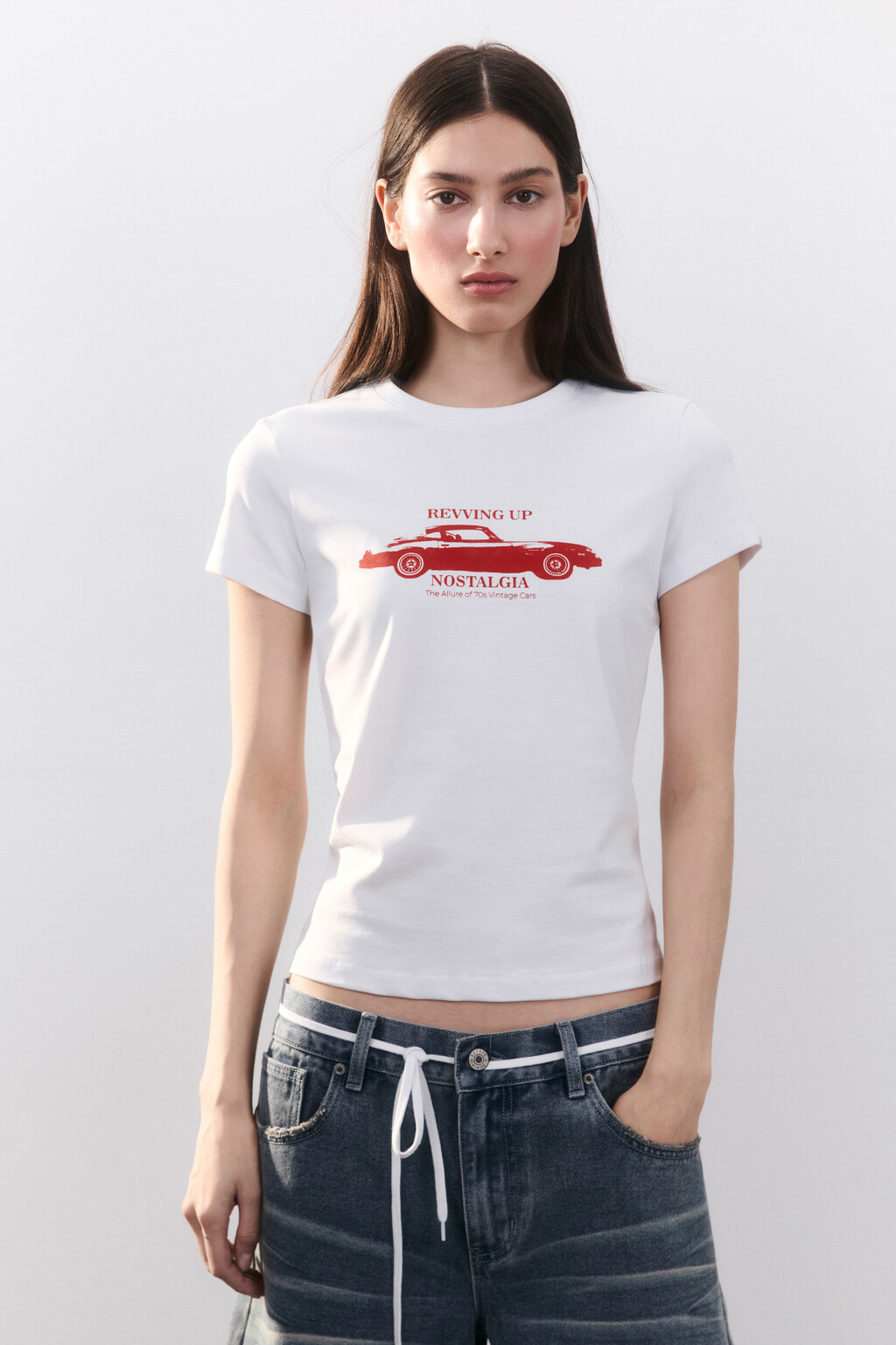 Футболка-топ хлопковая с принтом - цвет красный - 2