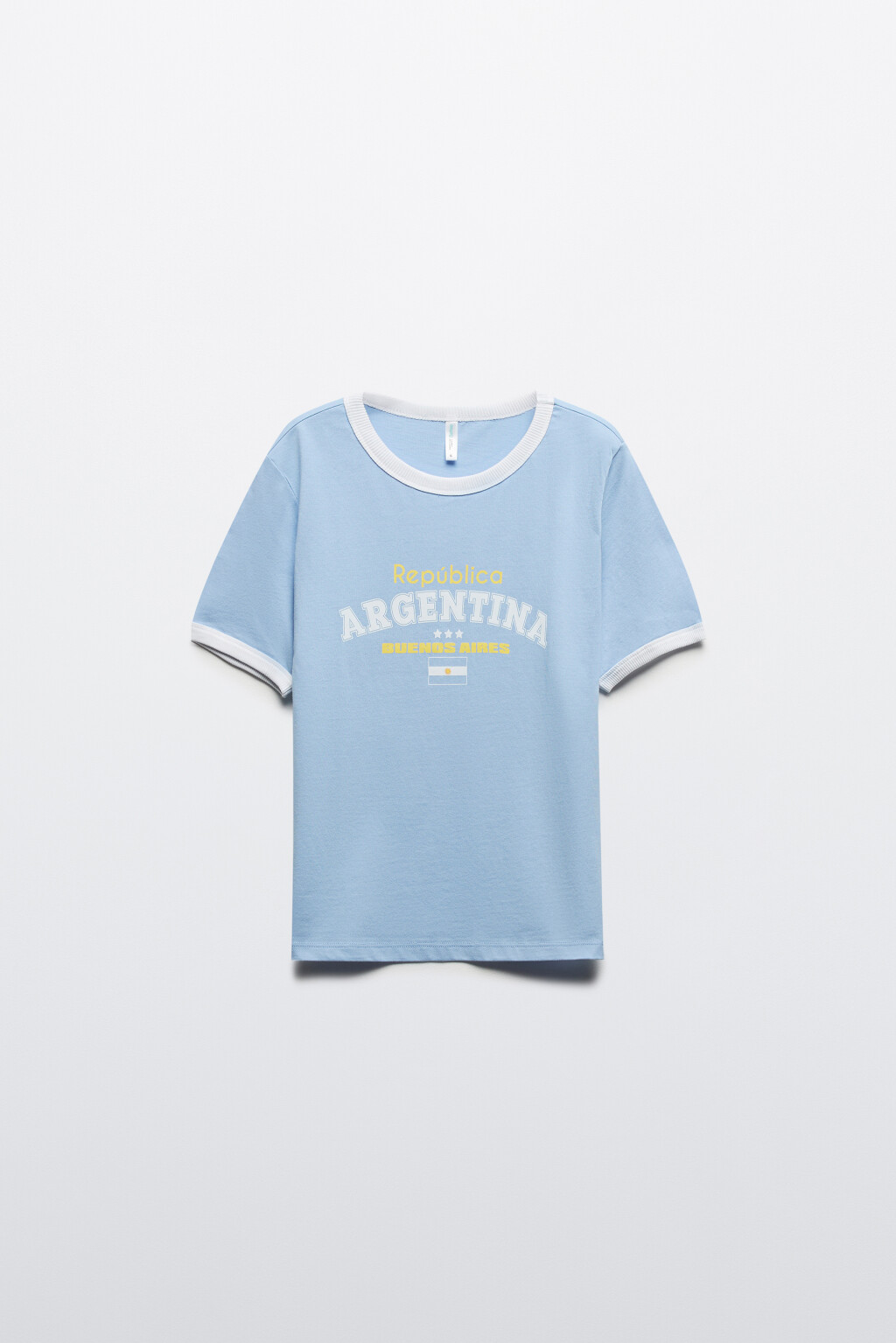 Футболка хлопковая с принтом-надписью - цвет голубой - 7