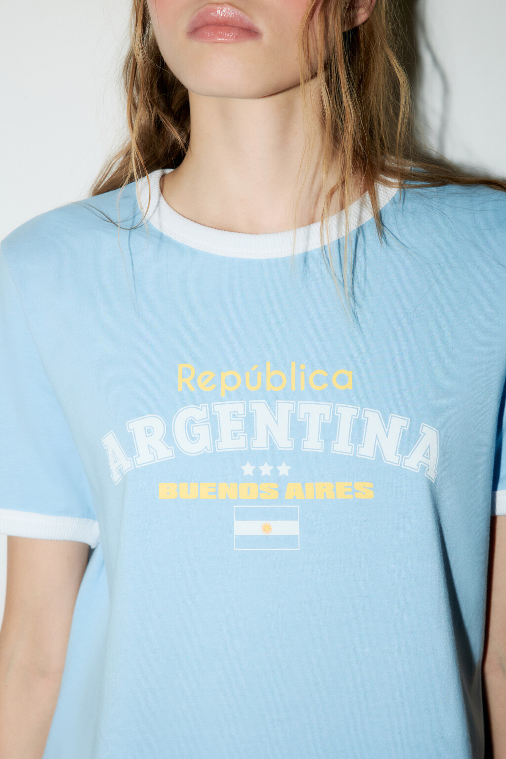 Футболка хлопковая с принтом-надписью - цвет голубой - 5