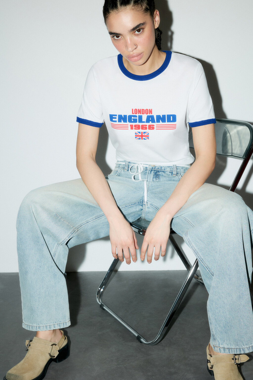 Футболка хлопковая с принтом-надписью - цвет белый - 2