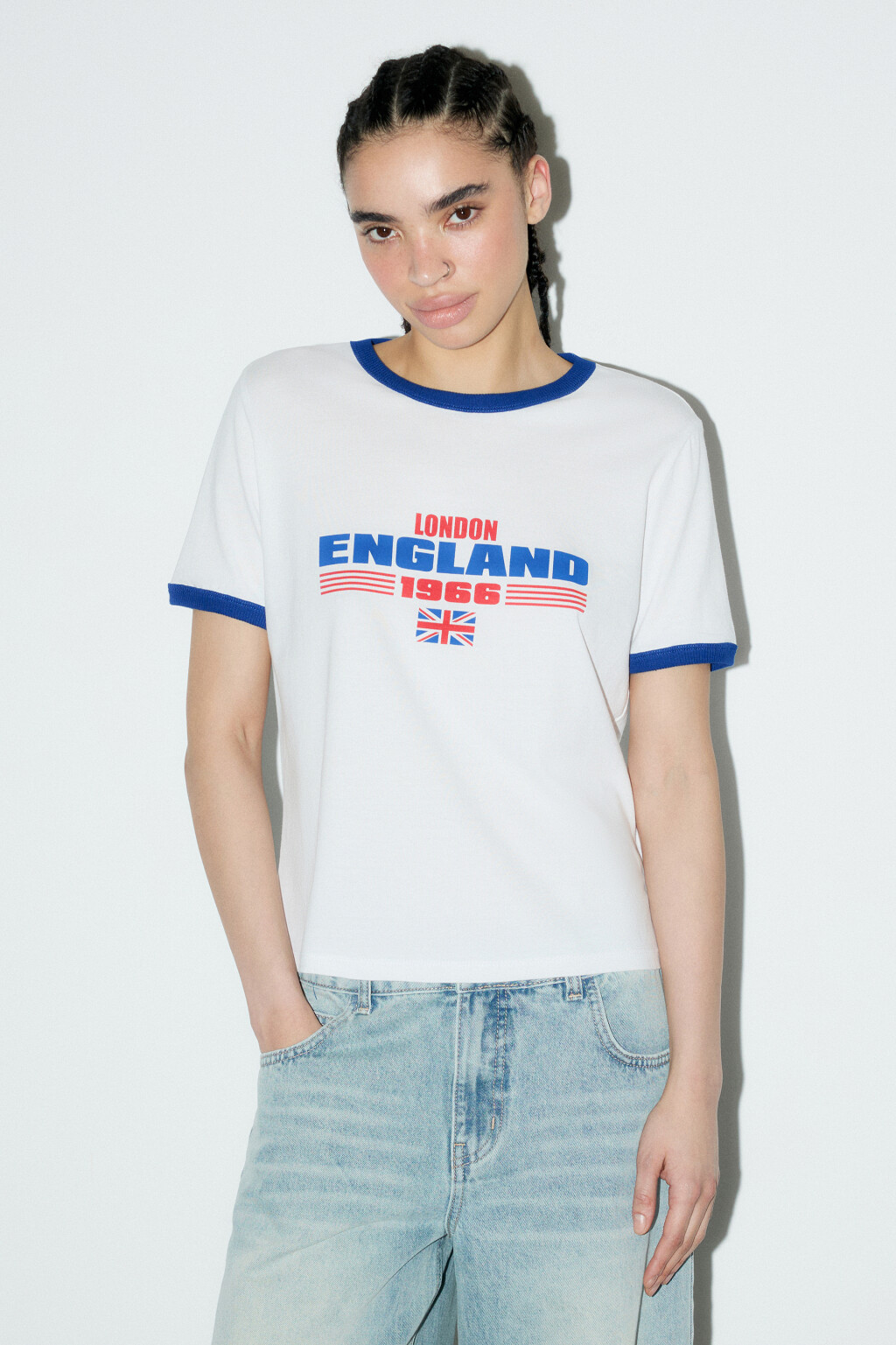 Футболка хлопковая с принтом-надписью - цвет белый - 3