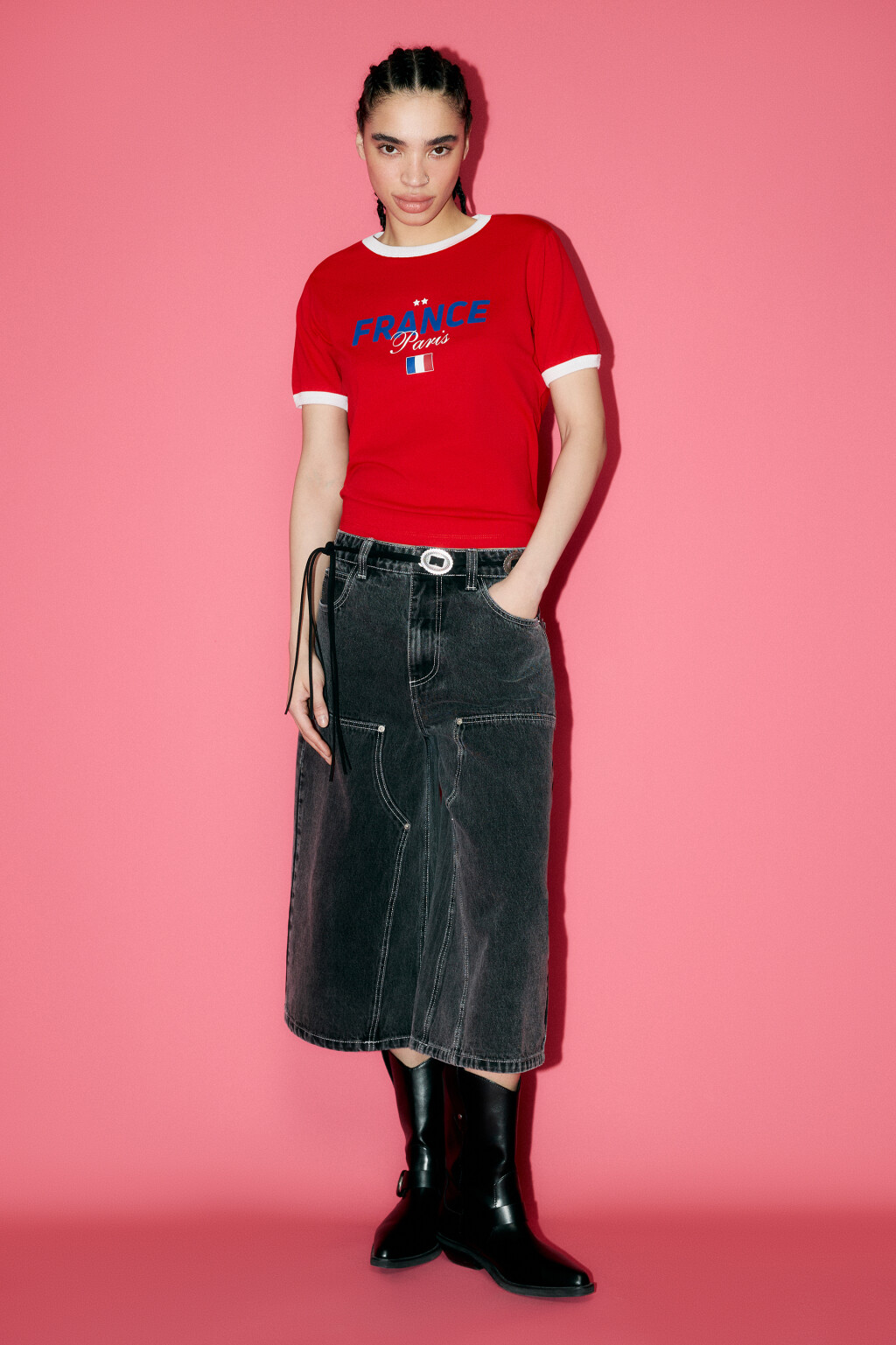 Футболка хлопковая с принтом-надписью - цвет красный - 5