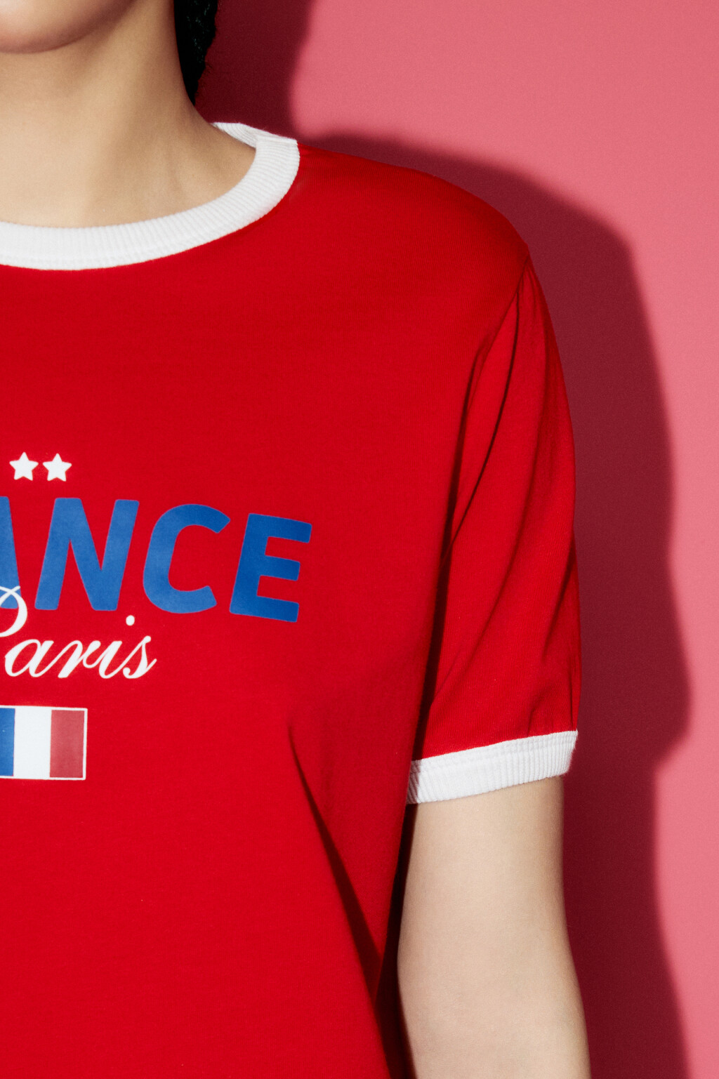 Футболка хлопковая с принтом-надписью - цвет красный - 7