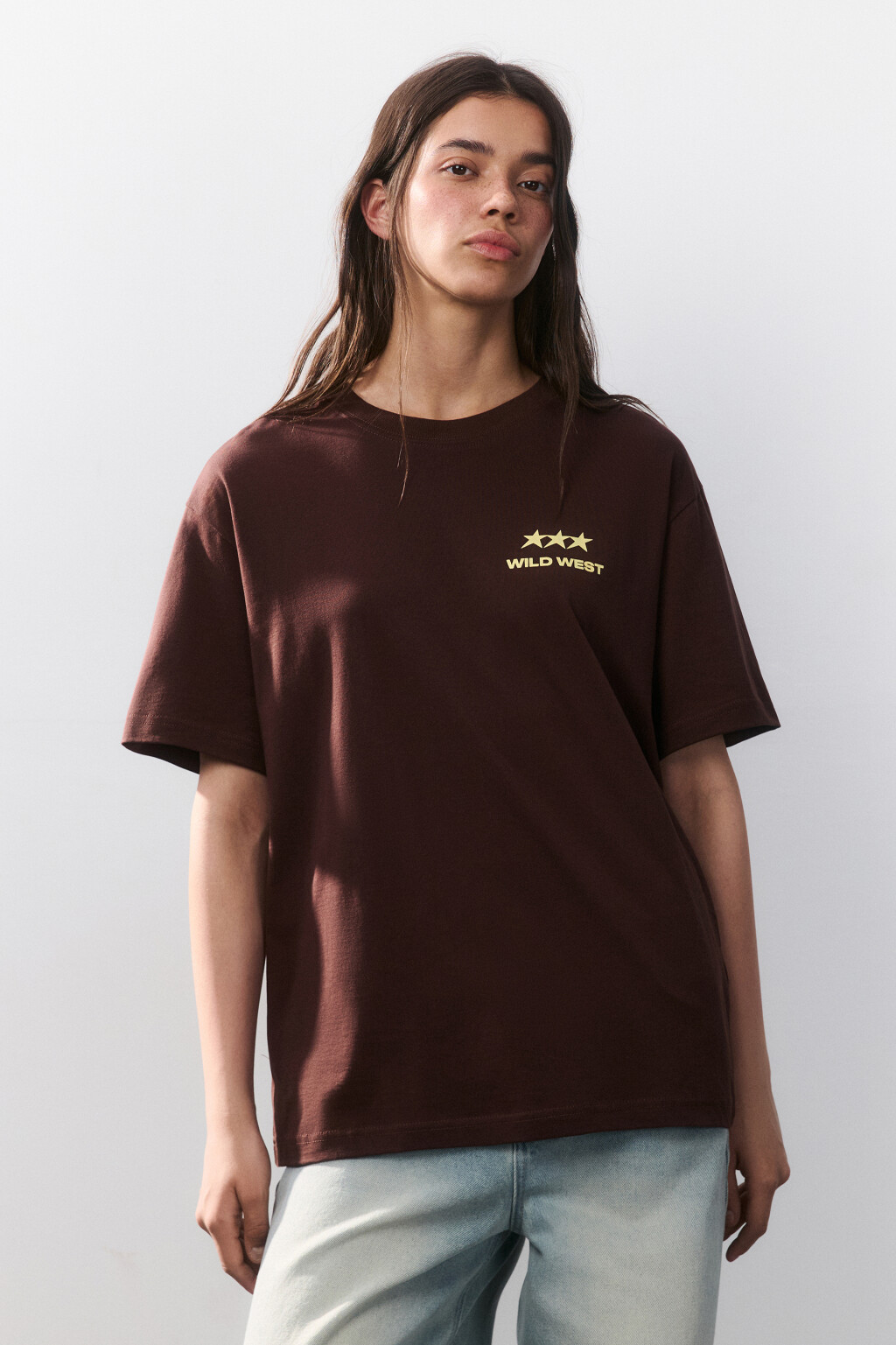 Футболка oversize с принтом - цвет коричневый - 2