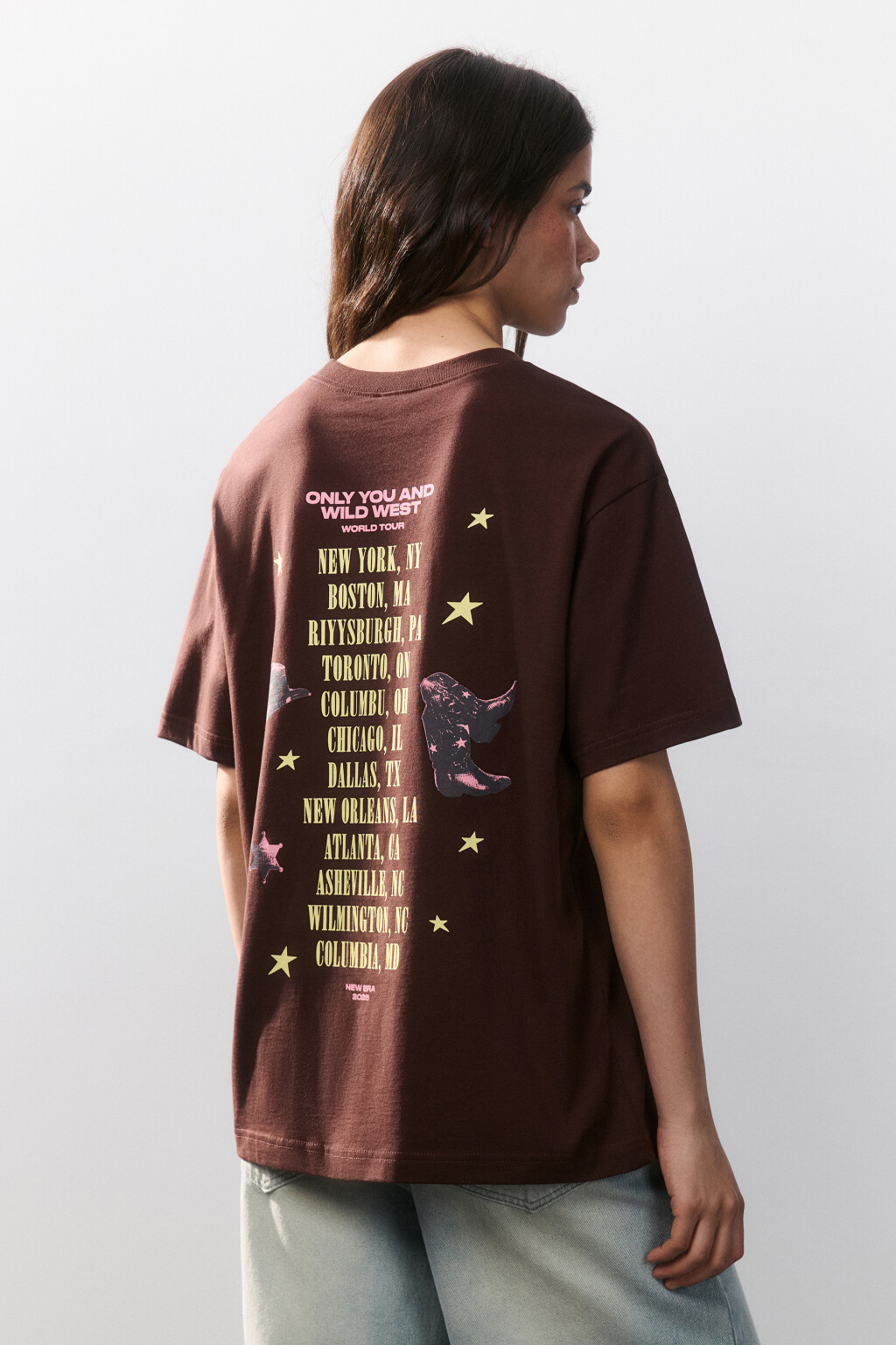 Футболка oversize с принтом - цвет коричневый - 3