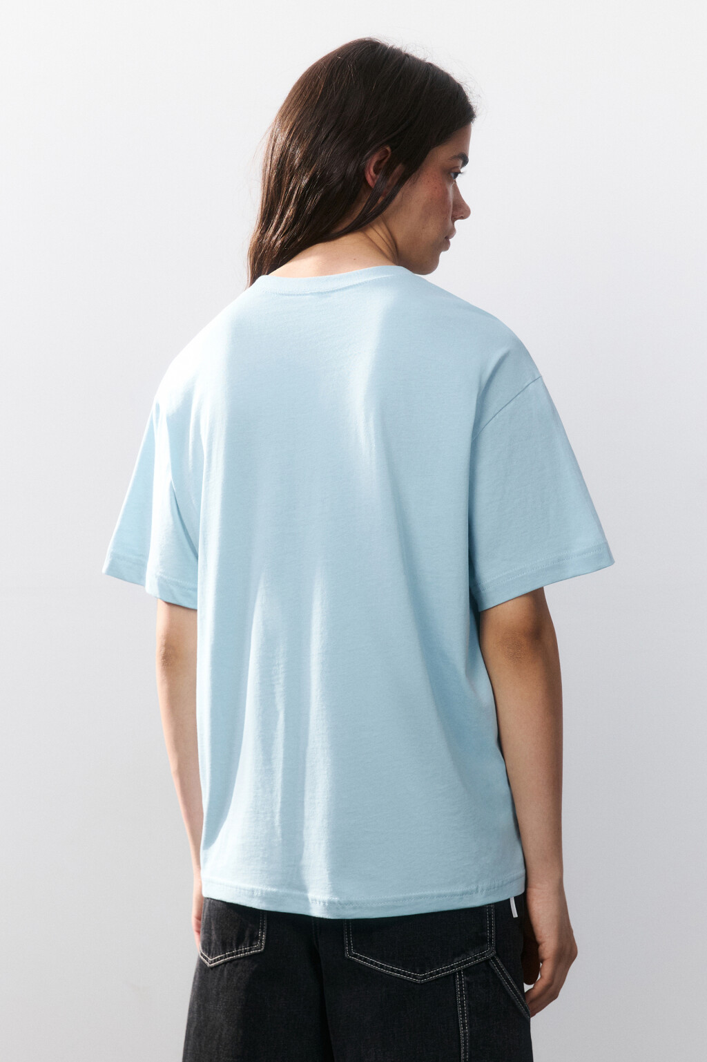 Футболка oversize с принтом - цвет голубой - 3