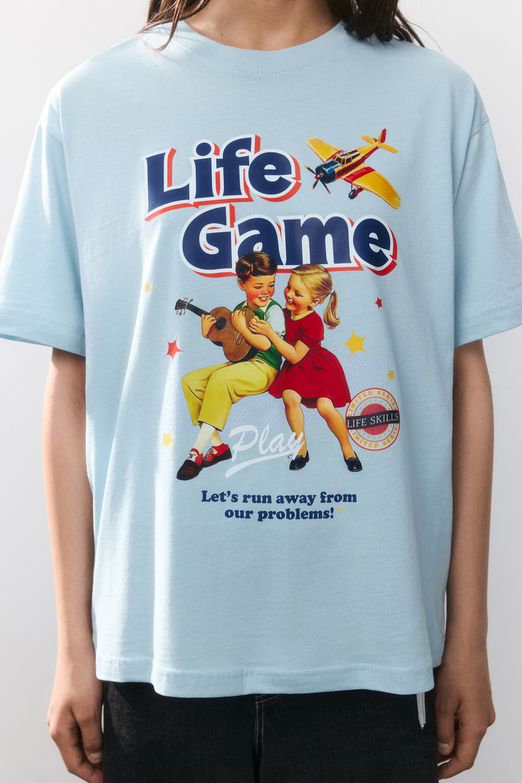 Футболка oversize с принтом - цвет голубой - 5