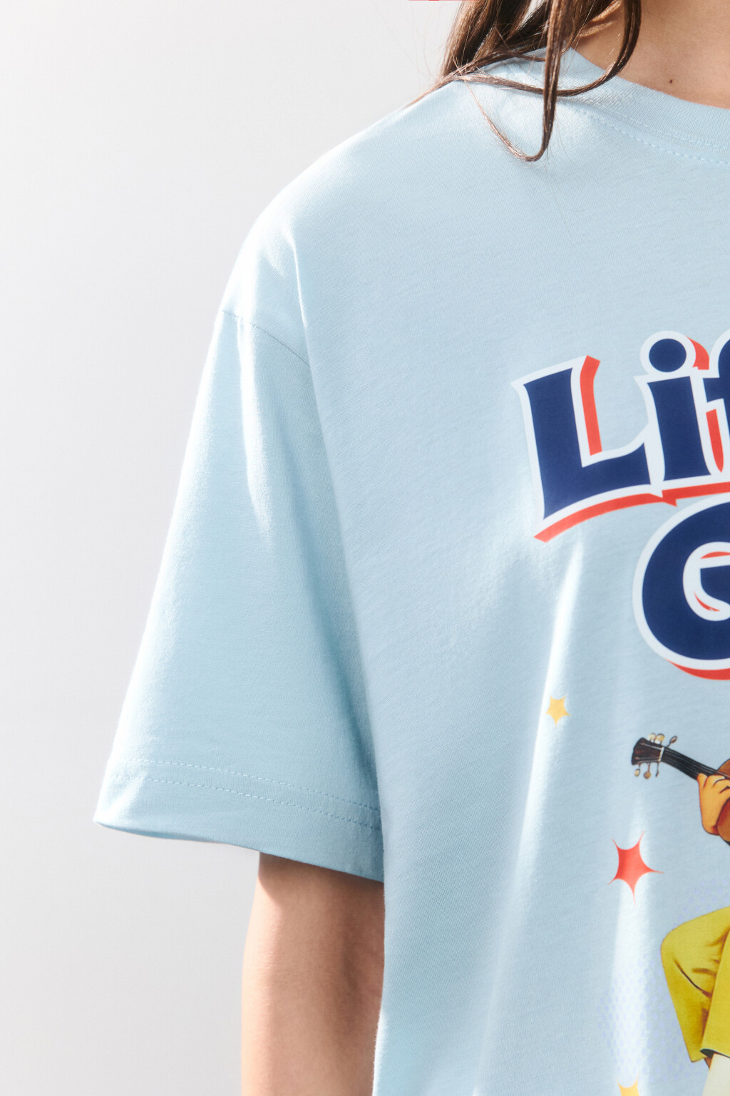 Футболка oversize с принтом - цвет голубой - 6