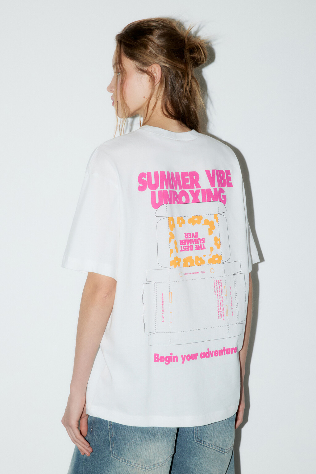 Футболка oversize с принтом - цвет белый - 3
