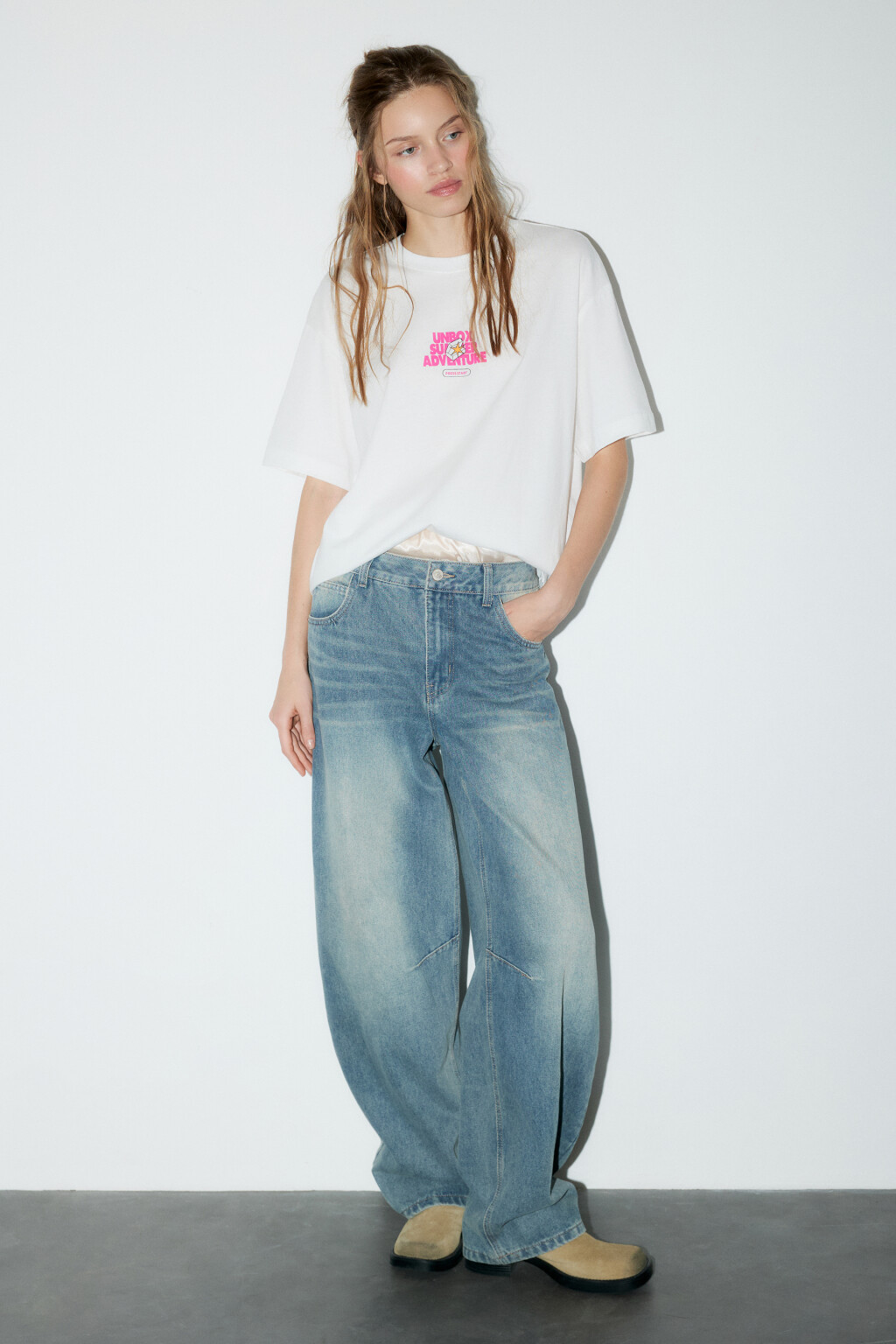 Футболка oversize с принтом - цвет белый - 4