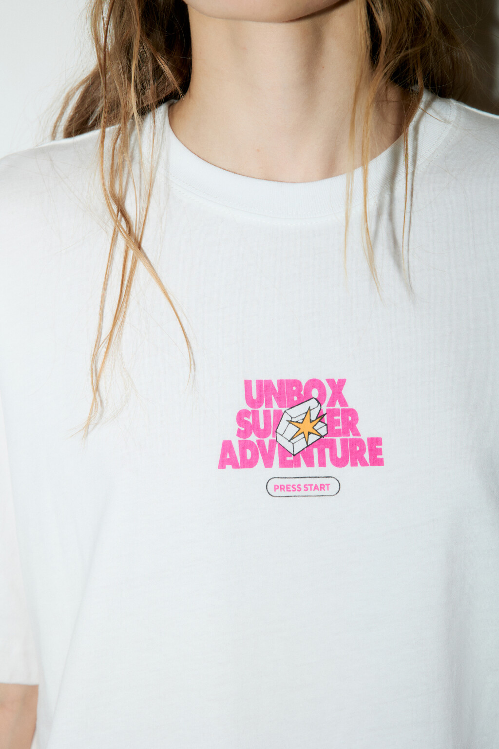 Футболка oversize с принтом - цвет белый - 5