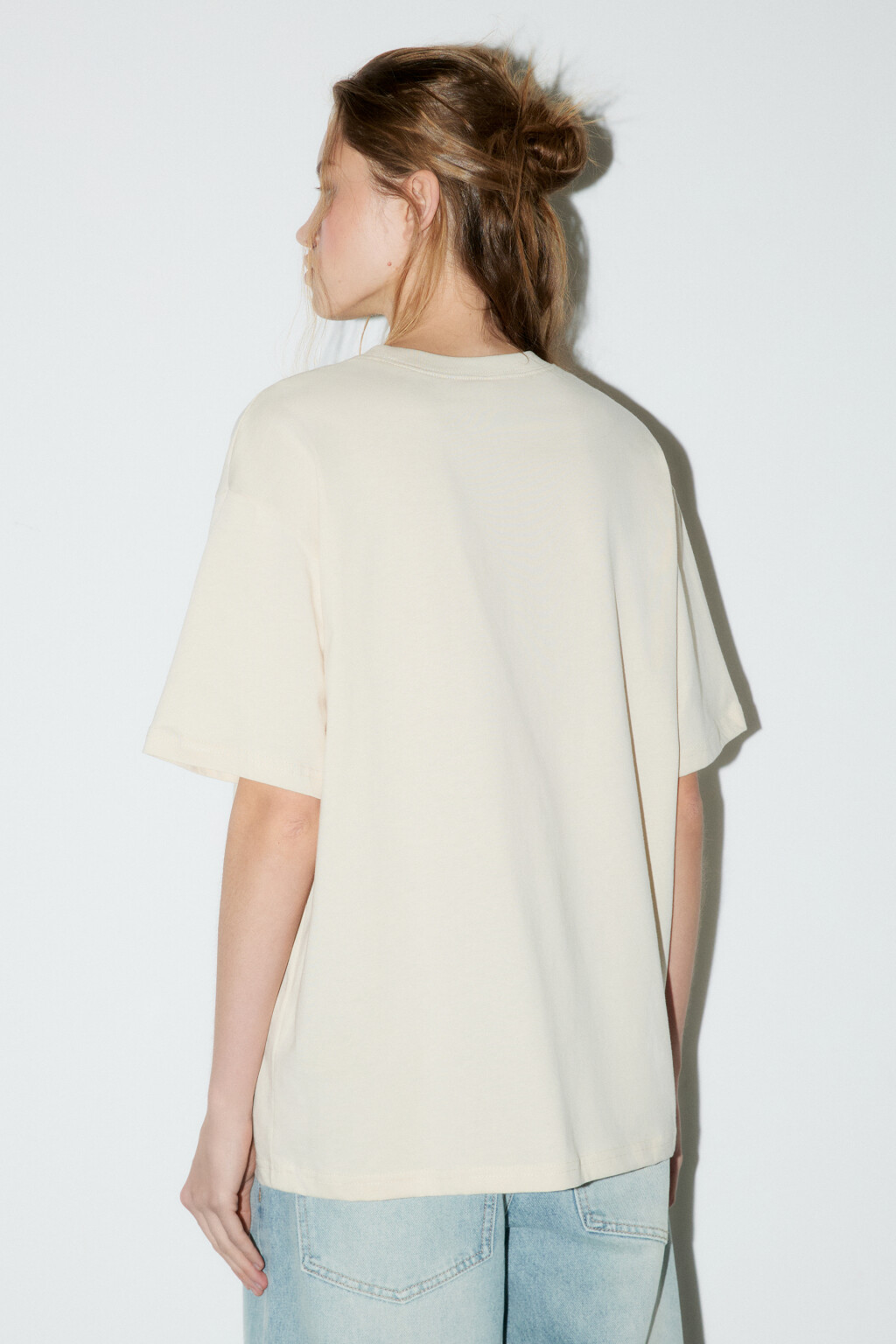 Футболка oversize с принтом - цвет бежевый - 4