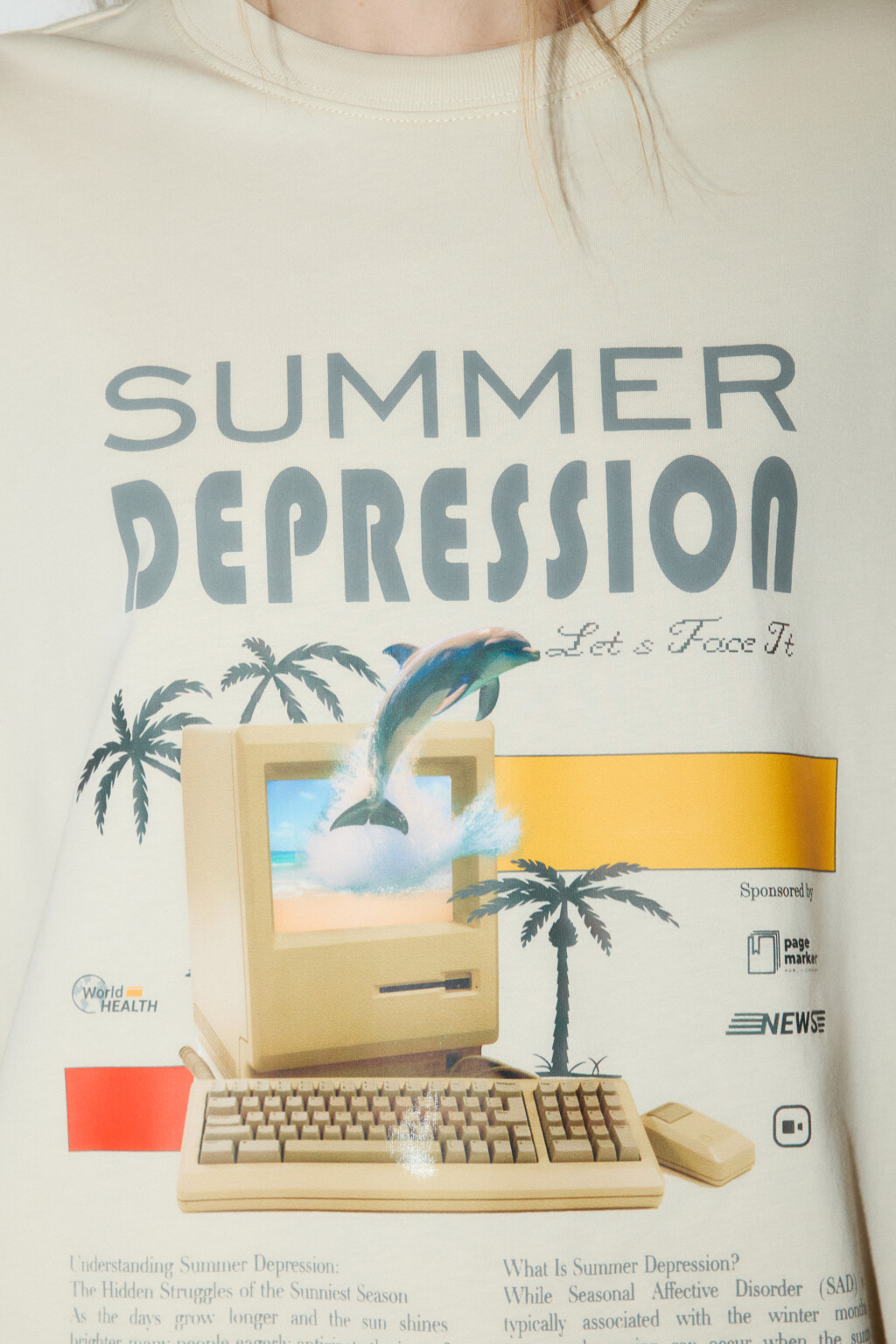 Футболка oversize с принтом - цвет бежевый - 6