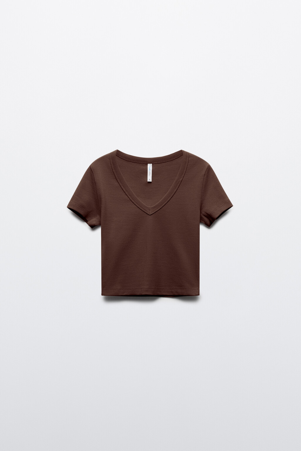 Футболка-топ в рубчик с V-вырезом - цвет коричневый - 7