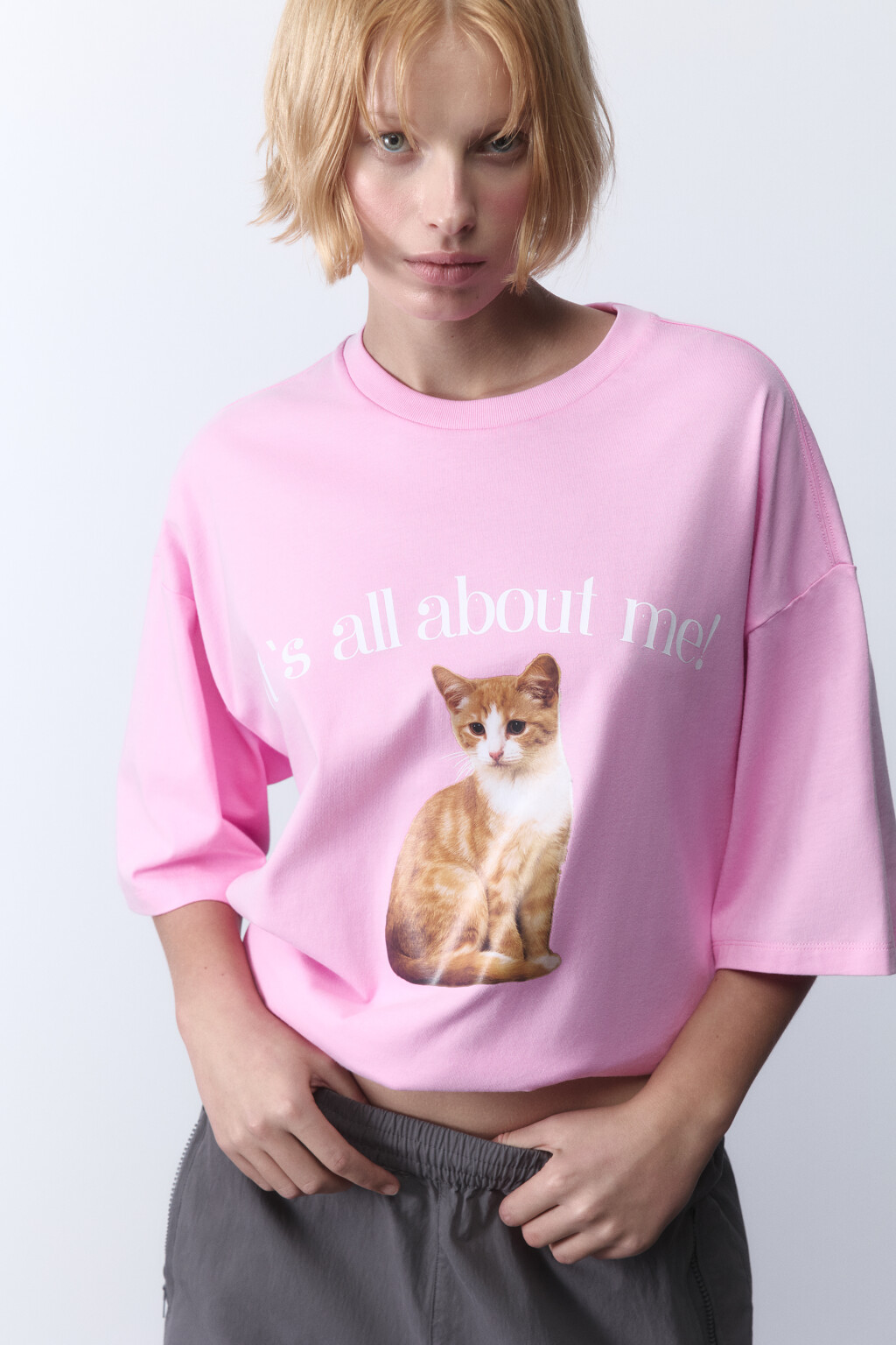 Футболка oversize хлопковая с принтом y2k - цвет розовый - 1