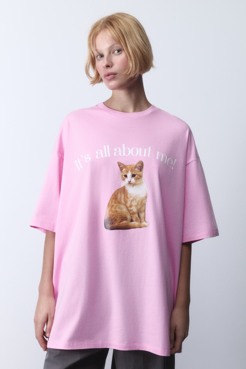 Футболка oversize хлопковая с принтом y2k - цвет розовый - 2