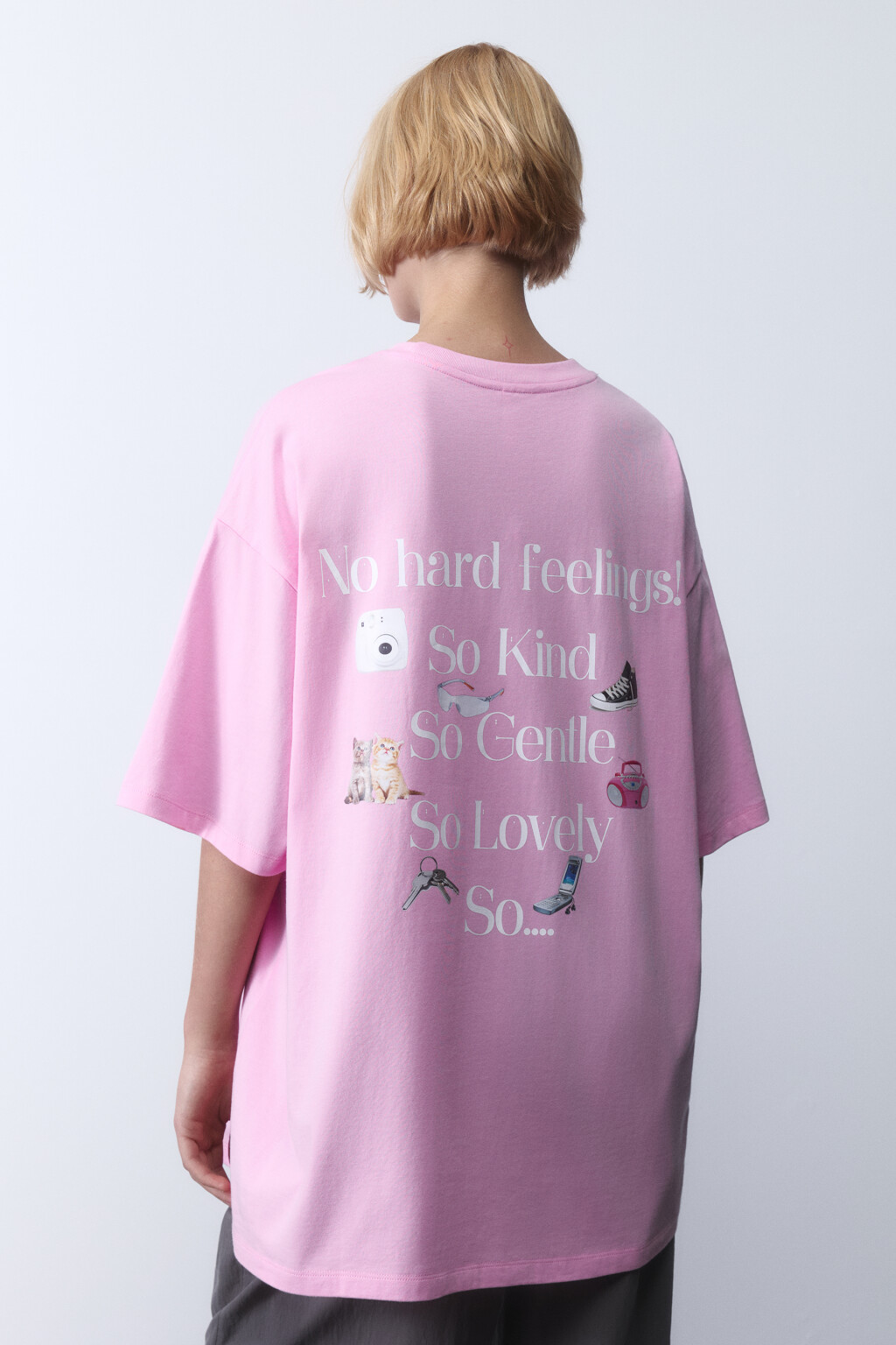 Футболка oversize хлопковая с принтом y2k - цвет розовый - 3