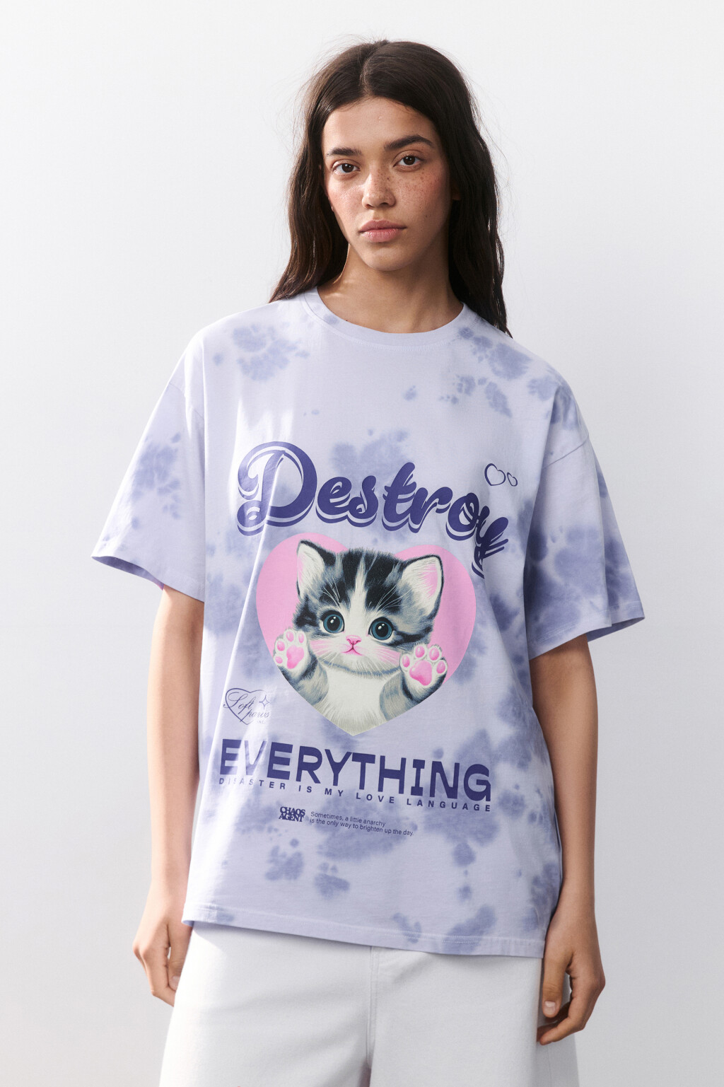 Футболка с эффектом тай-дай и принтом - цвет фиолетовый - 2