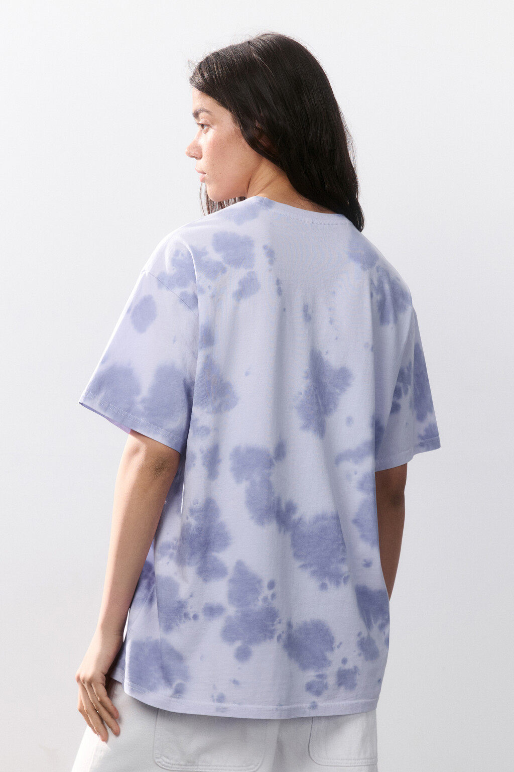Футболка с эффектом тай-дай и принтом - цвет фиолетовый - 3
