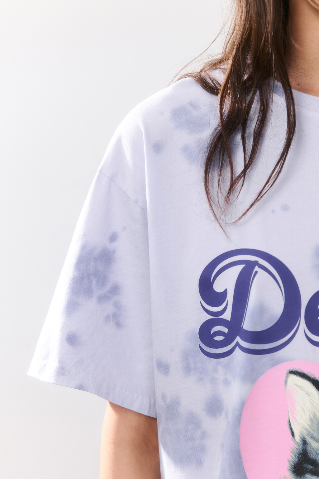 Футболка с эффектом тай-дай и принтом - цвет фиолетовый - 6
