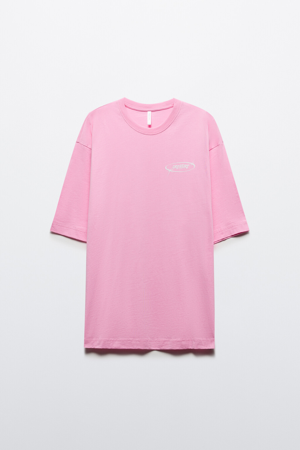 Футболка oversize хлопковая с принтом - цвет розовый - 7