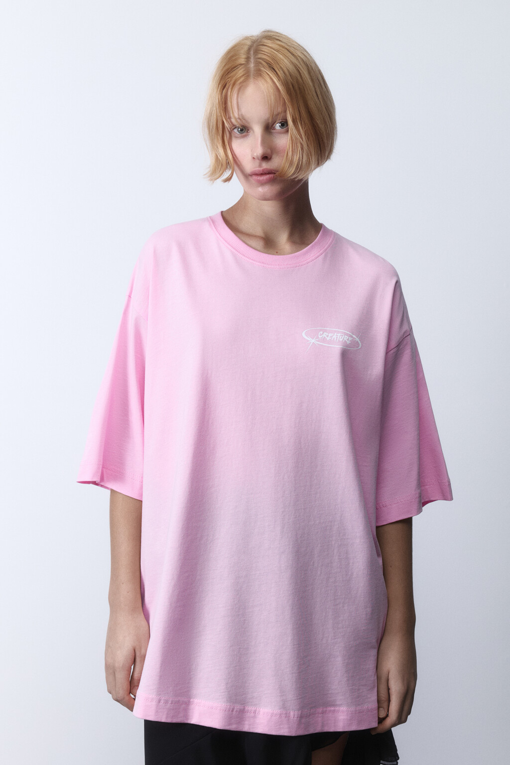 Футболка oversize хлопковая с принтом - цвет розовый - 2