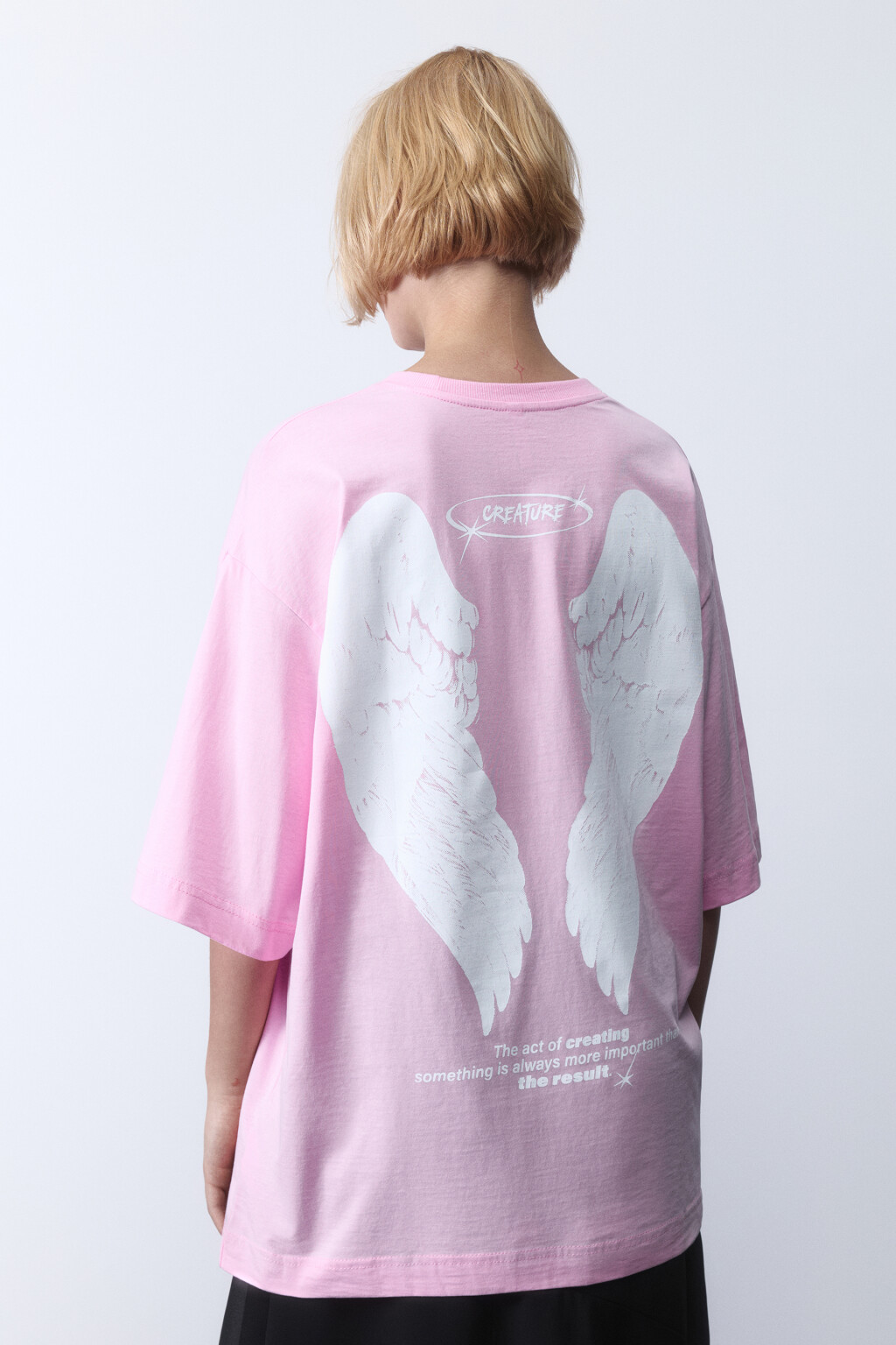 Футболка oversize хлопковая с принтом - цвет розовый - 3