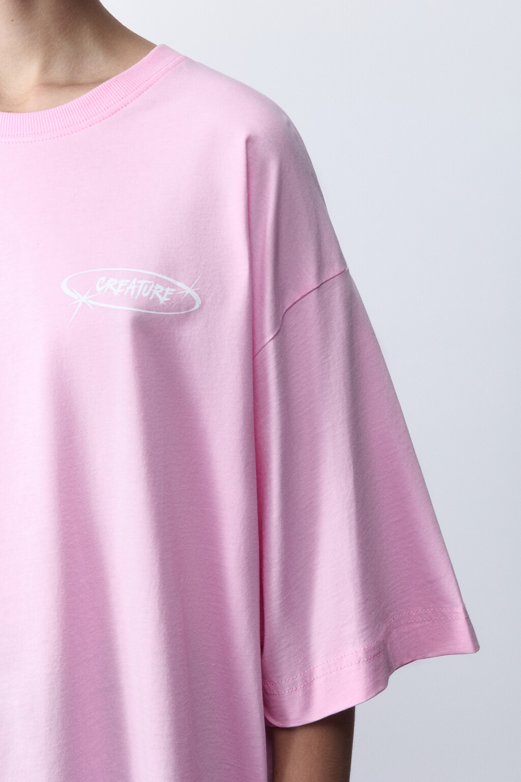 Футболка oversize хлопковая с принтом - цвет розовый - 6