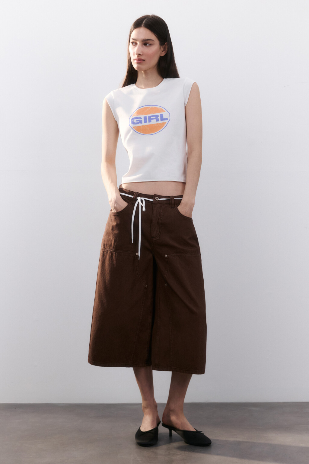 Футболка с принтом и рукавами-крылышками - цвет белый - 4