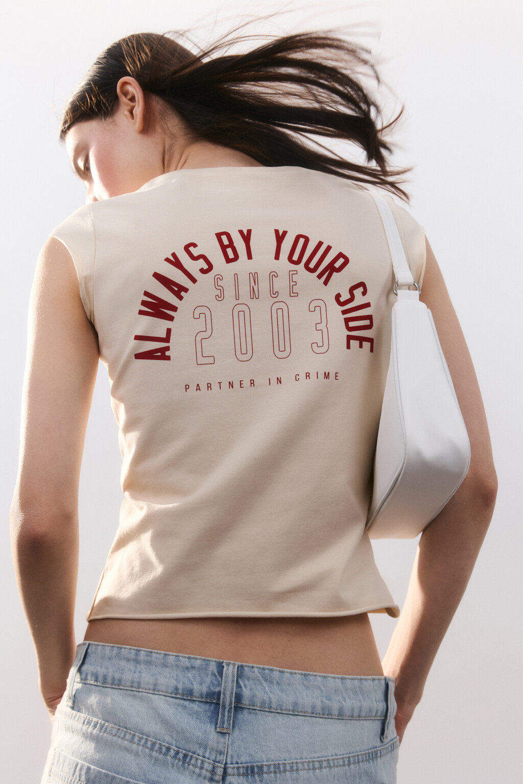 Футболка с принтом и рукавами-крылышками - цвет бежевый - 1