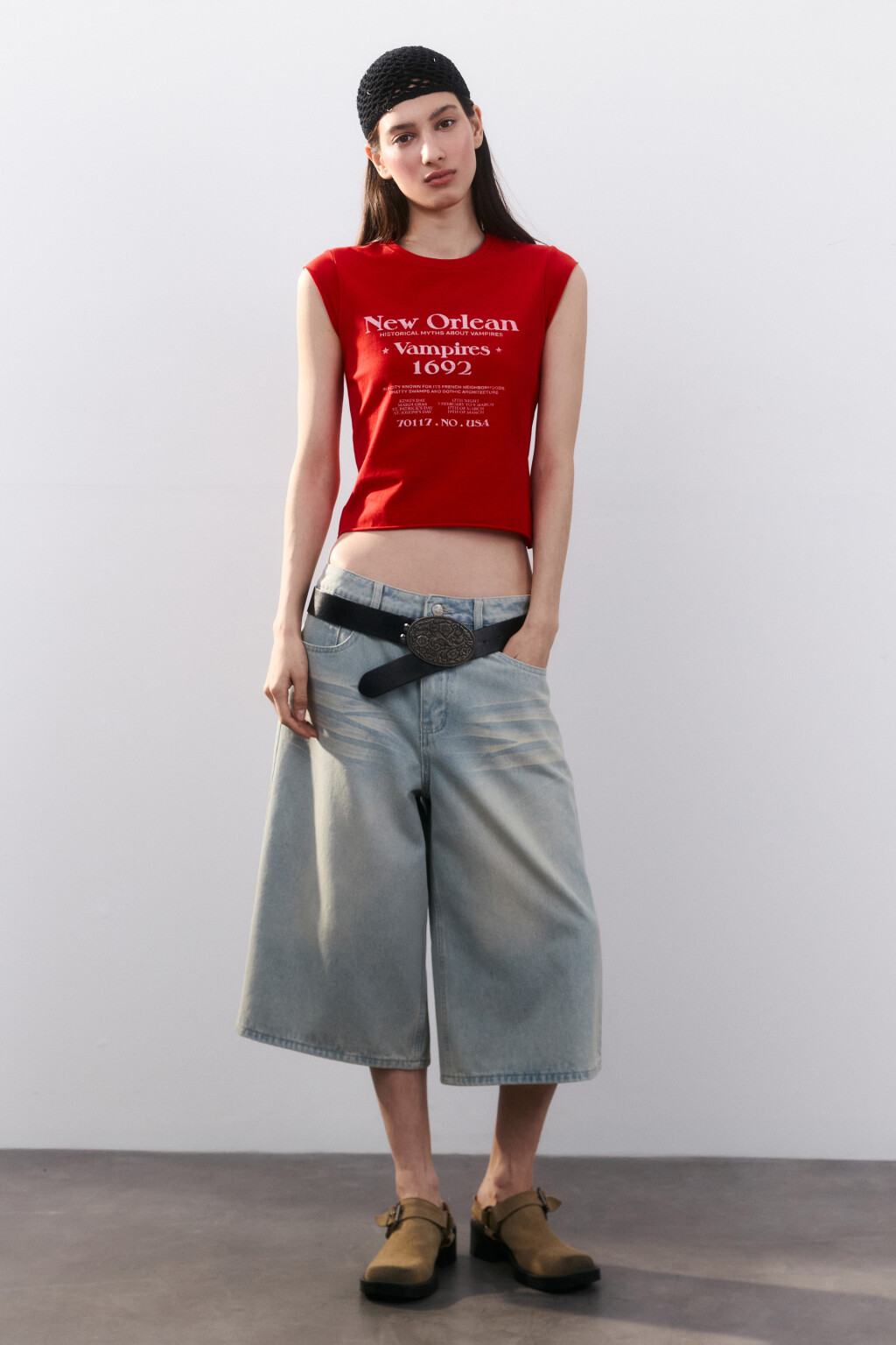 Футболка с принтом и рукавами-крылышками - цвет красный - 3