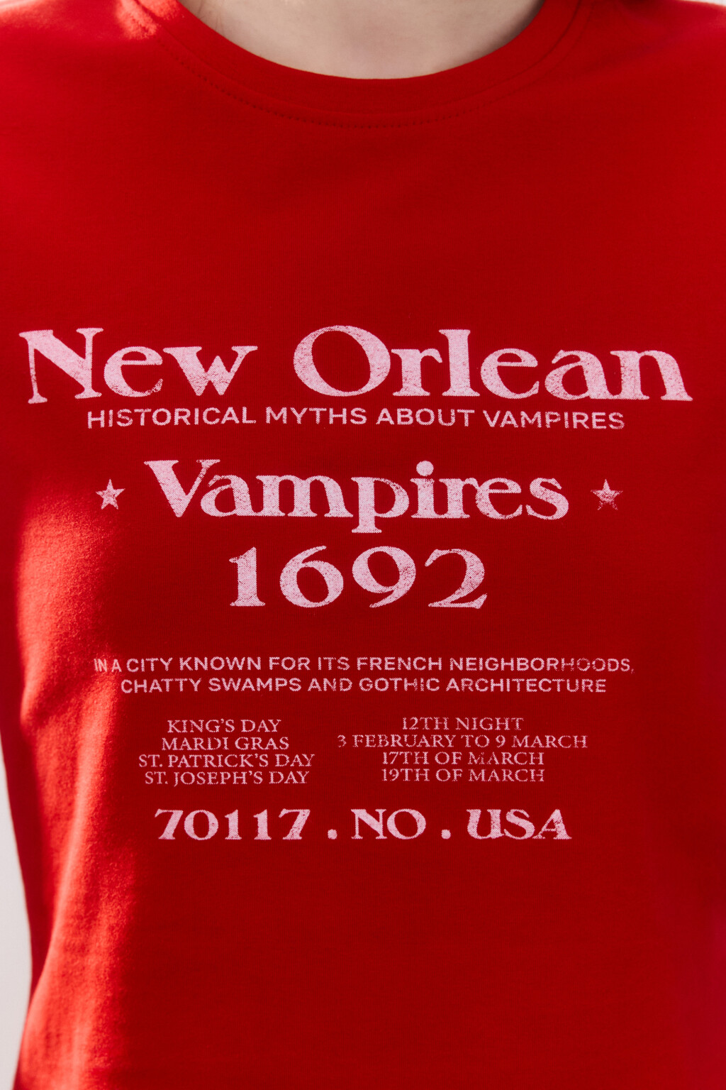 Футболка с принтом и рукавами-крылышками - цвет красный - 5