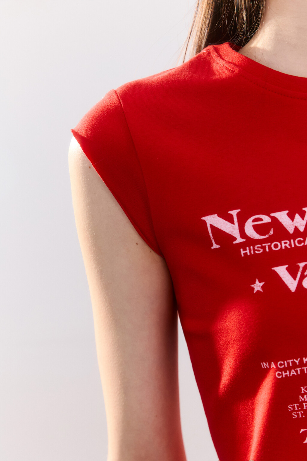 Футболка с принтом и рукавами-крылышками - цвет красный - 6