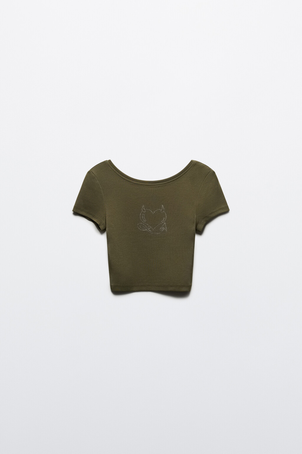 Футболка-топ с принтом из страз - цвет зеленый - 7