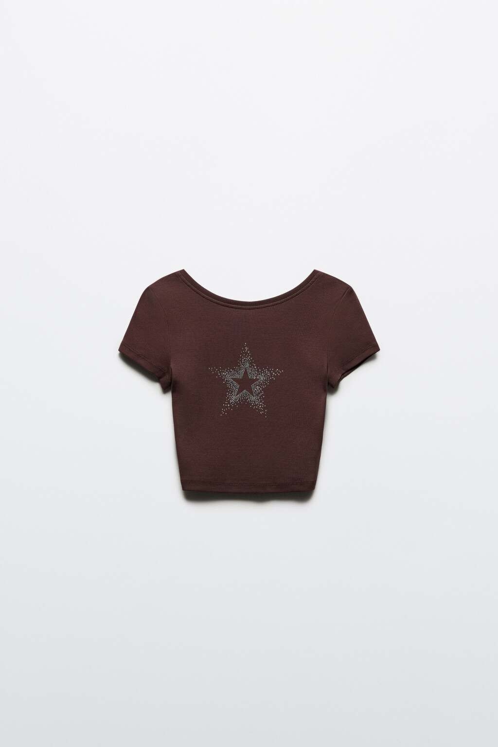 Футболка-топ с принтом из страз - цвет коричневый - 7