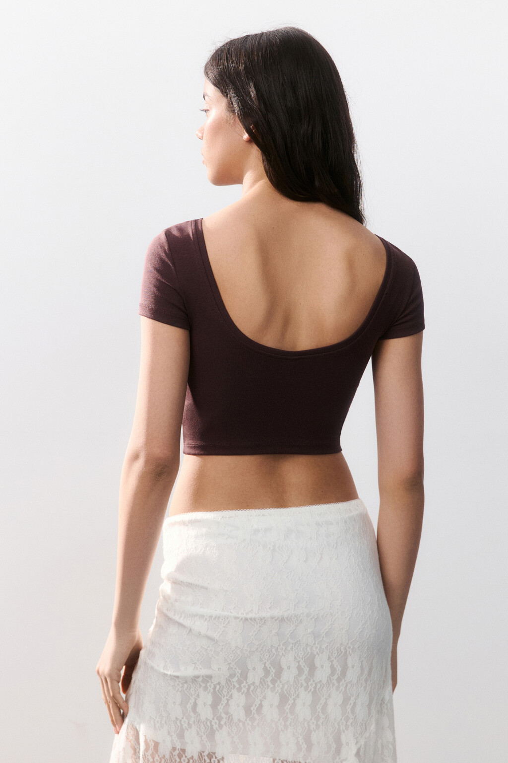 Футболка-топ с принтом из страз - цвет коричневый - 3