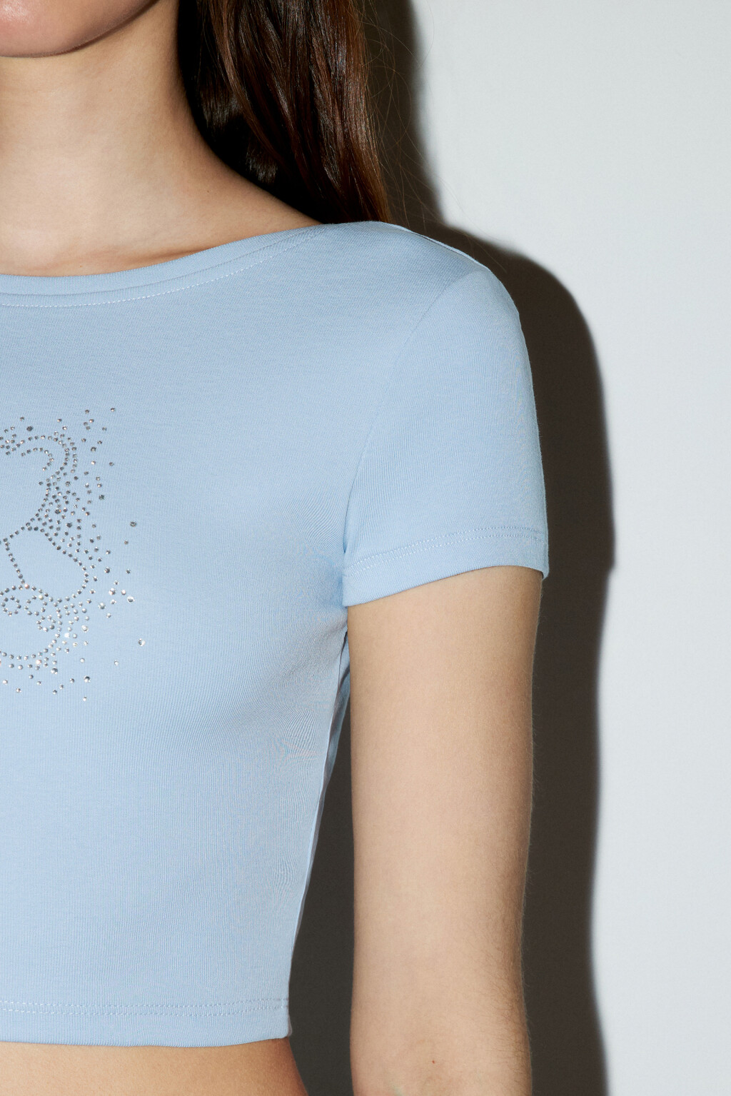 Футболка-топ с принтом из страз - цвет голубой - 7