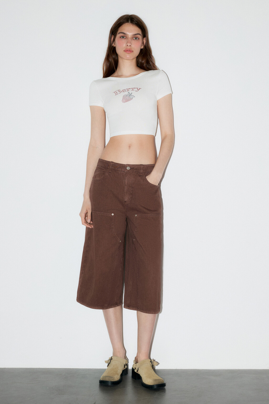 Футболка-топ с принтом из страз - цвет белый - 4