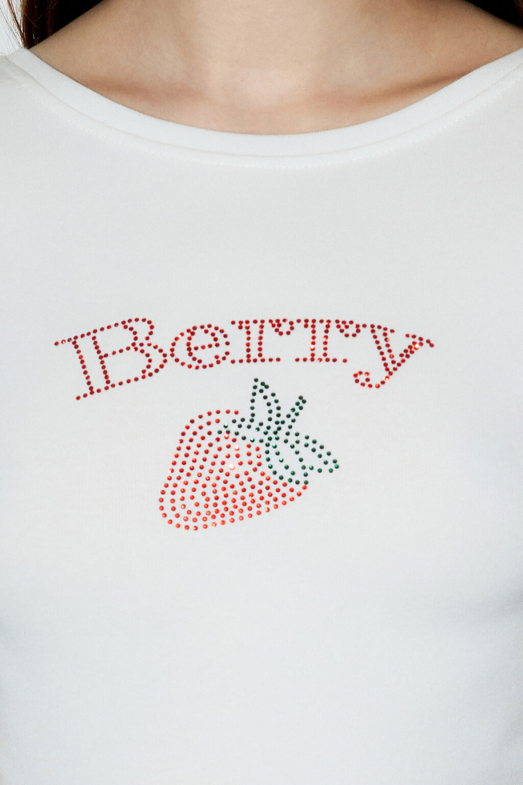 Футболка-топ с принтом из страз - цвет белый - 5